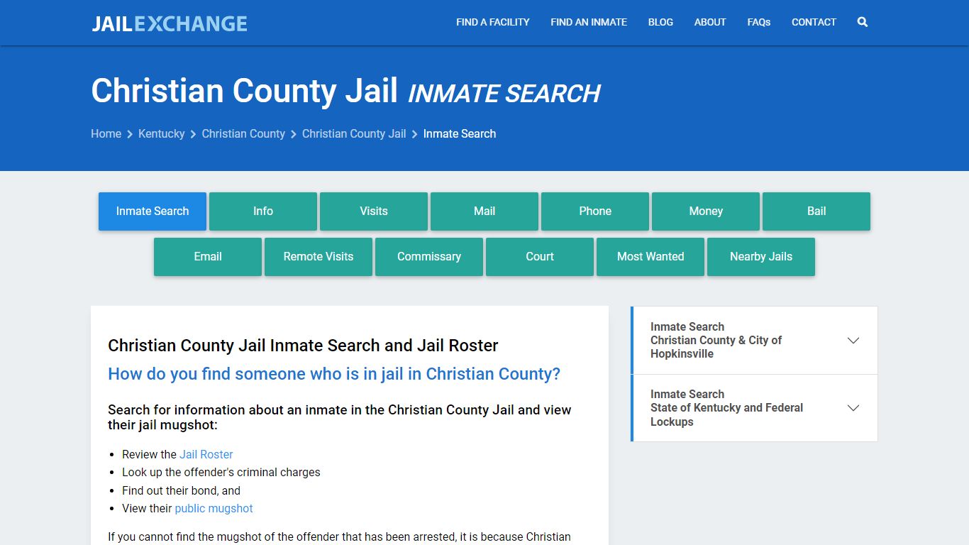 Inmate Search: Roster & Mugshots - Christian County Jail, KY