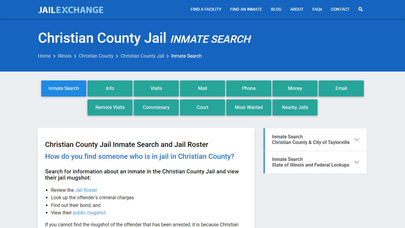 Inmate Search: Roster & Mugshots - Christian County Jail, IL
